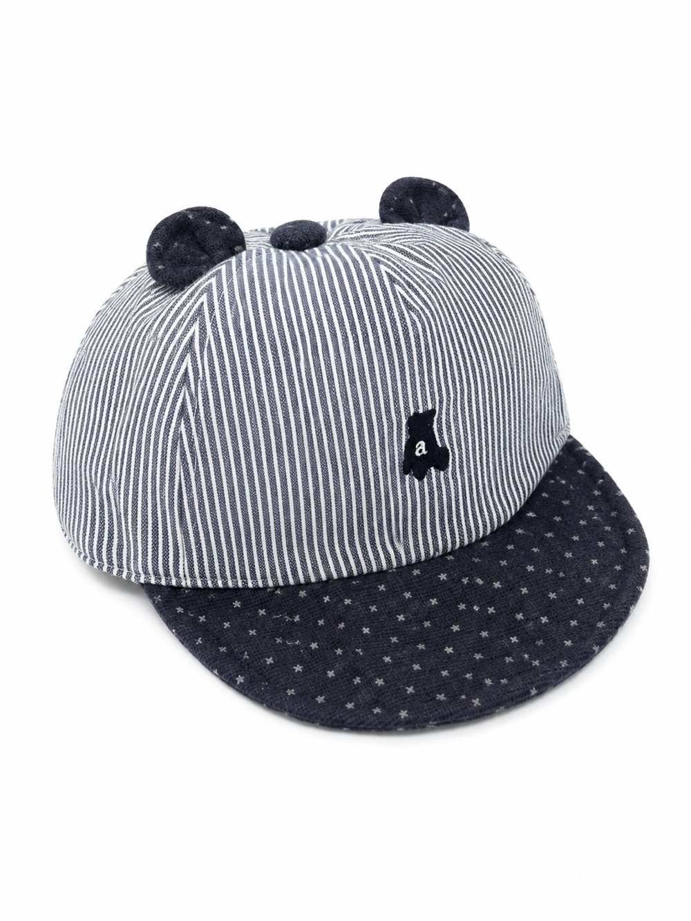Absorba Paris Baby Bear Ear Striped Baseball Cap Hat Size 48 12-18M